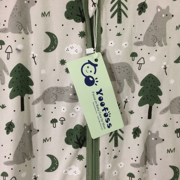 NEW Yoofoss Baby Sleep Sack 6-12 Mo Green Fox Print 100% Cotton Summer Wearable - Picture 5 of 5